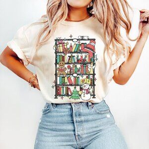 Bookish Christmas Reading Lover Cozy Holiday Graphic T-Shirt